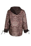 Ysatis Oversize Leopard Print Hooded Women's Jacket - Midi Length