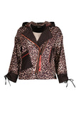 Ysatis Oversize Leopard Print Hooded Women's Jacket - Midi Length