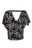 Ysatis Oversize V Yaka Kısa Kol Crop Bluz - Yazlık