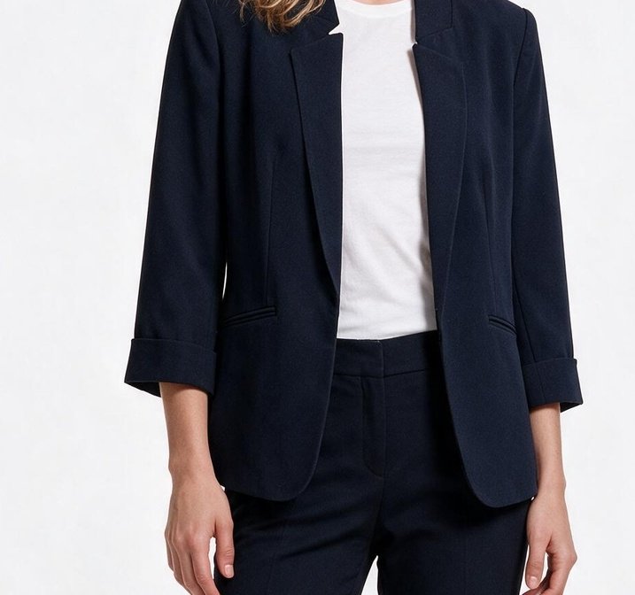 Ayhan Kadın Blazer Ceket Normal Kalıp Üç Çeyrek Kol Dokulu Kumaş
