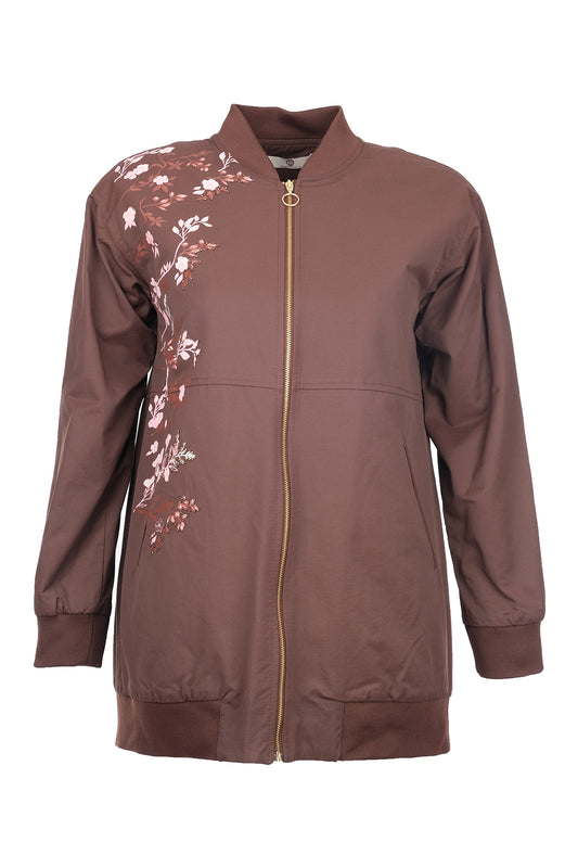 baskılı fermuar detaylı cepli ceket Scl