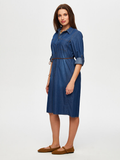 Belted Shirt Collar Denim Dress by Faik Sönmez