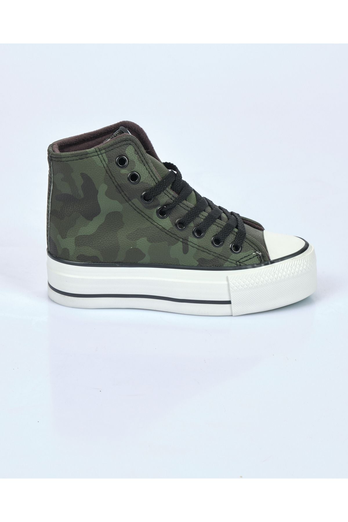 Benetton Kadın Platform Sneaker - Kamuflaj Desenli - Bağcıklı - Günlük