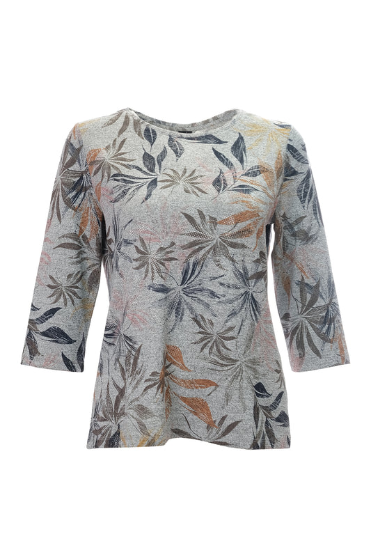 Canel Minimalist 3/4 Sleeve Triangle Neck Women's Blouse - Floral Pattern