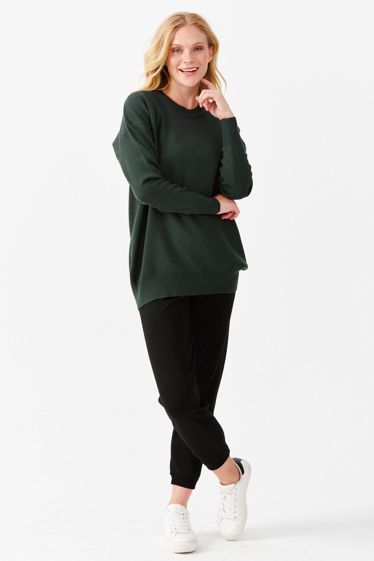 Desen Kadın Oversize Uzun Kol Minimalist Bluz - Rahat ve Şık Main image