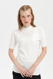 Women's Lycra Short-Sleeved Turtleneck Blouse with Pattern