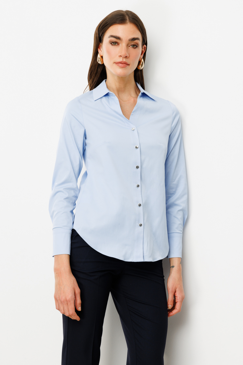 Ekol Minimalist Uzun Kol Gömlek Yaka Kadın Bluz - İş & Günlük