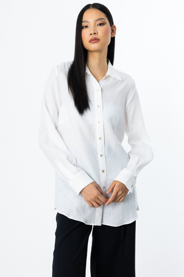 Ekol Kelebek İşlemeli Keten Bluz