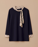 Plus Size Scarf Collar Blouse Gala-Xi
