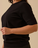 Plus size short-sleeved basic knit blouse Gala-Xi