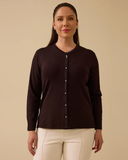 Plus Size V-Neck Blouse with Stone Embellishments Gala-Xi