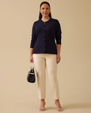 Plus Size V-Neck Blouse with Stone Embellishments Gala-Xi