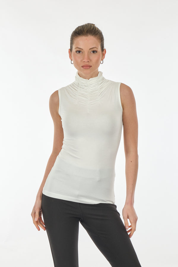 On Minimalist Boğazlı Crop Bluz - Kolsuz - Günlük Tarz