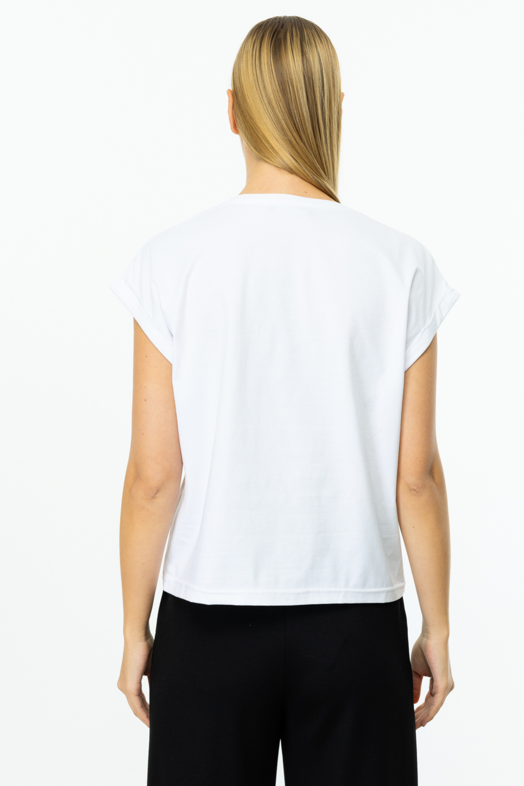 On Oversize Minimalist Crop Bluz - Kısa Kol Kadın Günlük Bluz