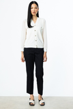 Ten Women's V-Neck Long-Sleeved Minimalist Blouse with Chiffon Details