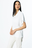 On Minimalist Oversize Cover Collar Short Sleeve Women's Blouse - Casual Style