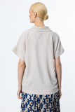 On Minimalist Oversize Cover Collar Short Sleeve Women's Blouse - Casual Style
