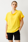 On Minimalist Oversize Cover Collar Short Sleeve Women's Blouse - Casual Style