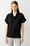 On Minimalist Oversize Cover Collar Short Sleeve Women's Blouse - Casual Style