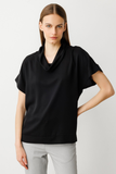 On Minimalist Oversize Cover Collar Short Sleeve Women's Blouse - Casual Style