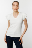 Ten Women's Minimalist V-Neck Short-Sleeve Blouse - Regular Fit