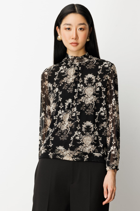 Desenli Şifon Bluz On