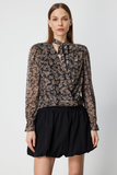 Leopard Print Blouse with Scarf Detail on the Neckline