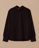 Selected high-neck blouse with pleat detail