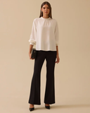 Selected high-neck blouse with pleat detail