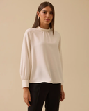 Selected high-neck blouse with pleat detail