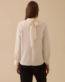 Selected high-neck blouse with pleat detail