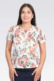 Tolga Saraçoğlu Minimalist Floral Short-Sleeve Women's Blouse - Casual