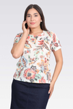 Tolga Saraçoğlu Minimalist Floral Short-Sleeve Women's Blouse - Casual