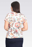 Tolga Saraçoğlu Minimalist Floral Short-Sleeve Women's Blouse - Casual