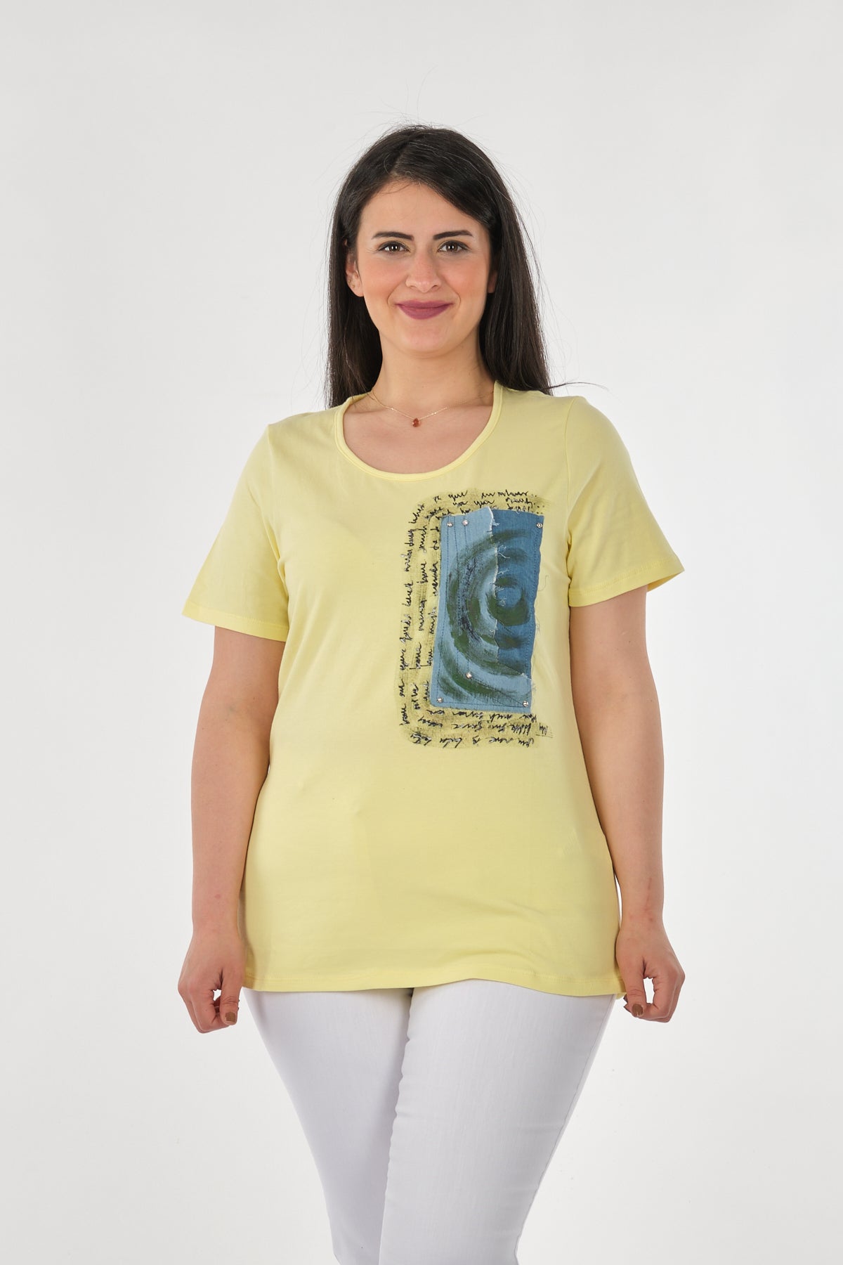 Vedi-bb Oversize Kısa Kol Minimalist Kadın Bluz - Günlük Main image