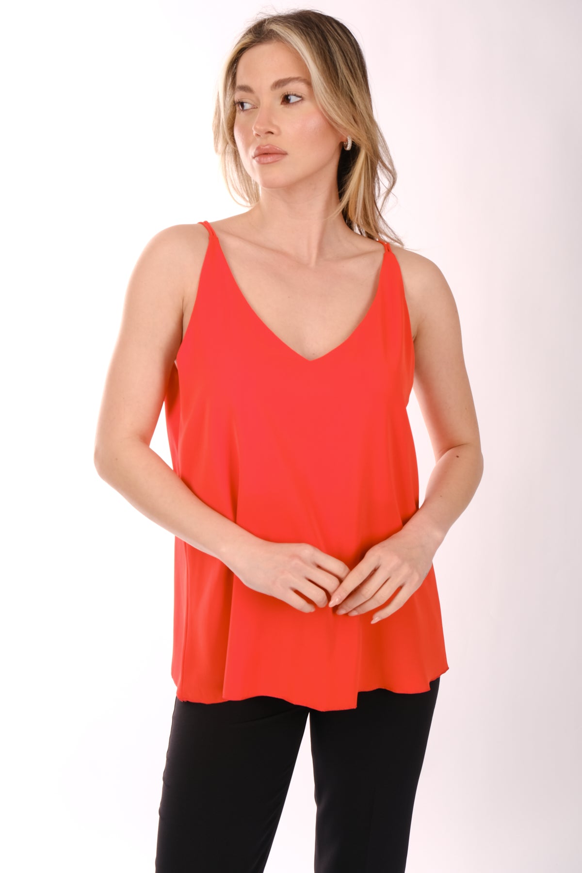 Ysatis V Yaka Kolsuz Minimalist Şifon Bluz - Günlük & Şık