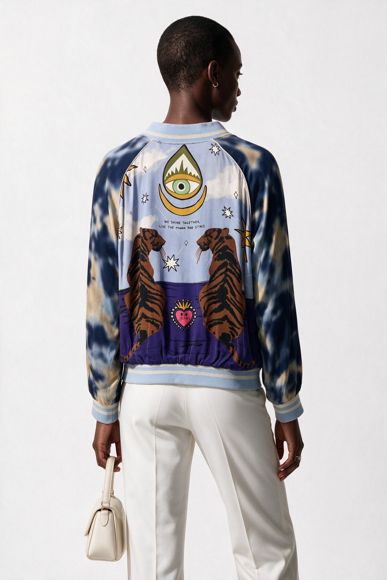 Bsb Kadın 2024 Yaz Koleksiyonu Batik Desenli Reglan Kol Fermuarlı Ribanalı Bomber Ceket Yan Cepli Secondary image