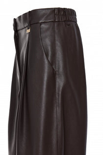 Bsb Kadın Geniş Paça Yüksek Bel Suni Deri Pantolon