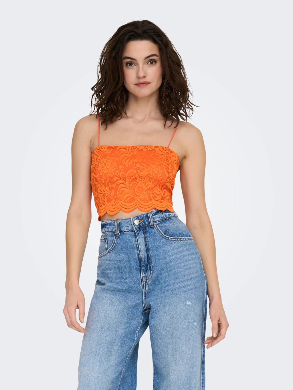 Only Kadın Dantelli İnce Askılı Crop Büstiyer - Minimalist Yazlık