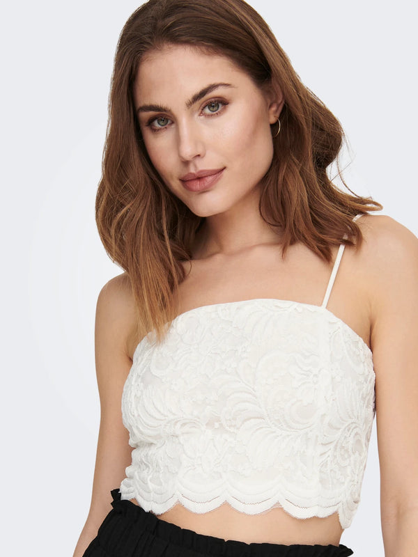 Only Kadın Dantelli İnce Askılı Crop Büstiyer - Minimalist Yazlık