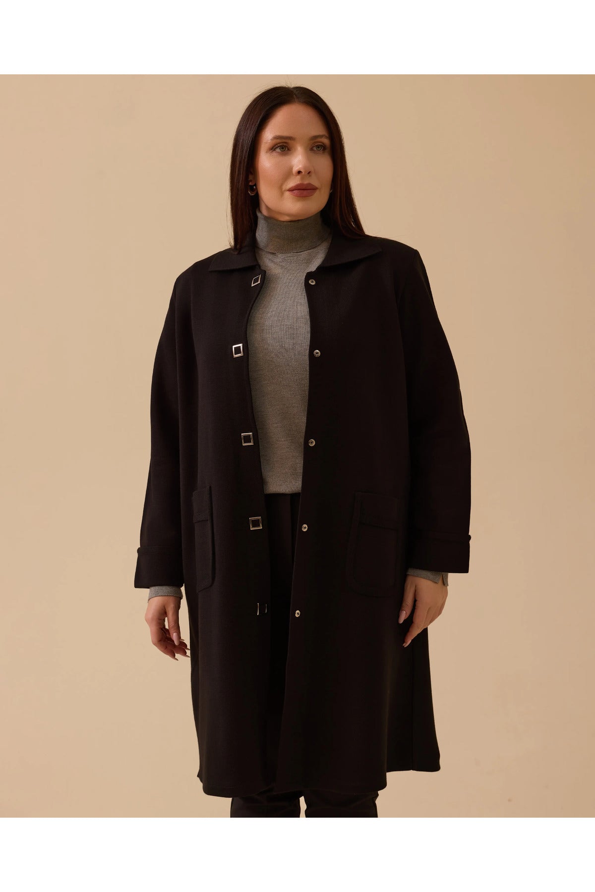 Büyük Beden Cepli Basic Triko Hırka Gala-Xi Secondary image