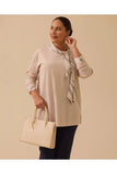 Plus Size Scarf Collar Blouse Gala-Xi