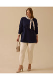 Plus Size Scarf Collar Blouse Gala-Xi