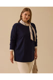 Plus Size Scarf Collar Blouse Gala-Xi