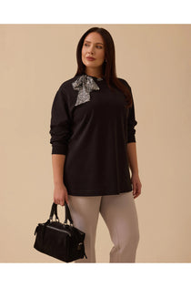büyük beden fular yakalı sweatshirt10002522314010