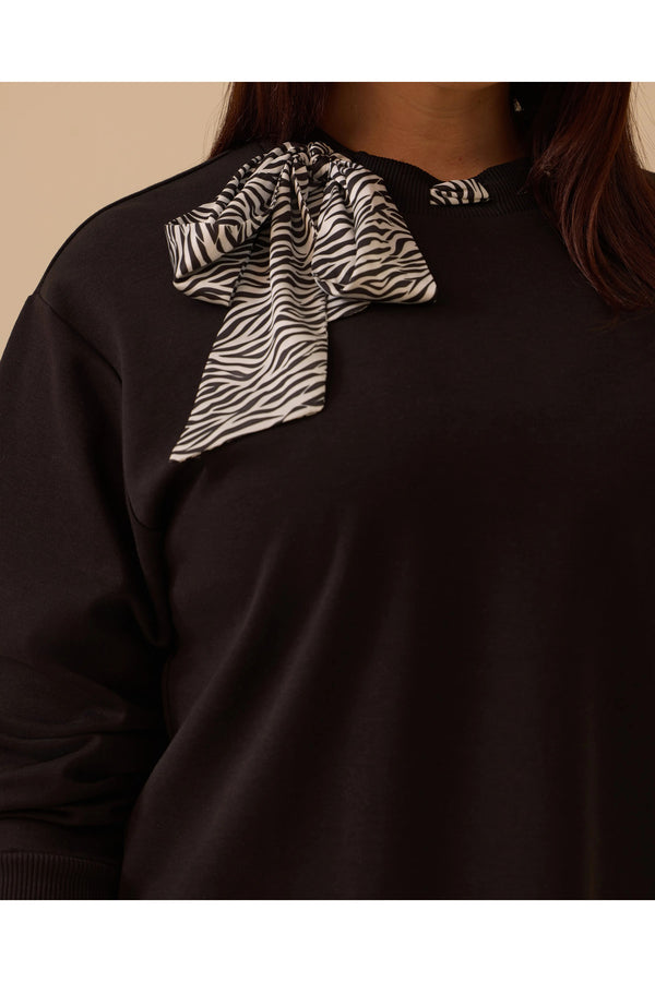 büyük beden fular yakalı sweatshirt10002522314010