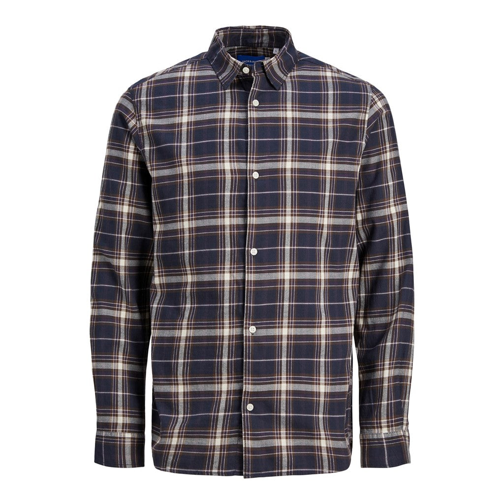 Jack&Jones Erkek Minimalist Kareli Uzun Kol Gömlek - Günlük Şıklık