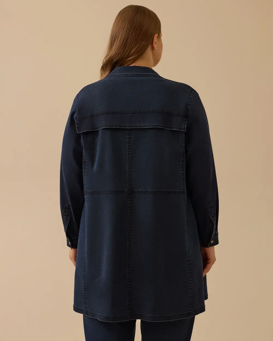 Plus Size Stone Embellished Jean Coat Gala-Xi