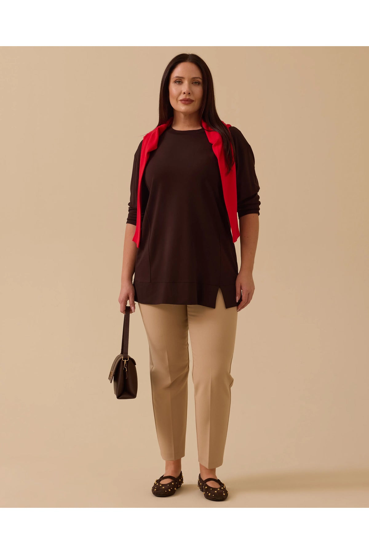 büyük beden uzun kollu basic tunik Gala-Xi Secondary image
