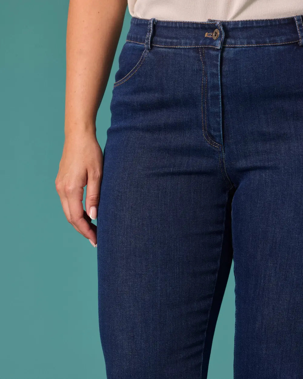 Büyük Beden Yüksek Bel İspanyol Paça Denim Pantolon GALA-Xİ İkincil görsel